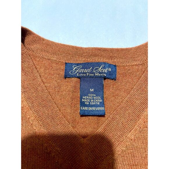 Garret scott sweater extra fine merino wool orange accademia office preppy men M - Picture 3 of 4